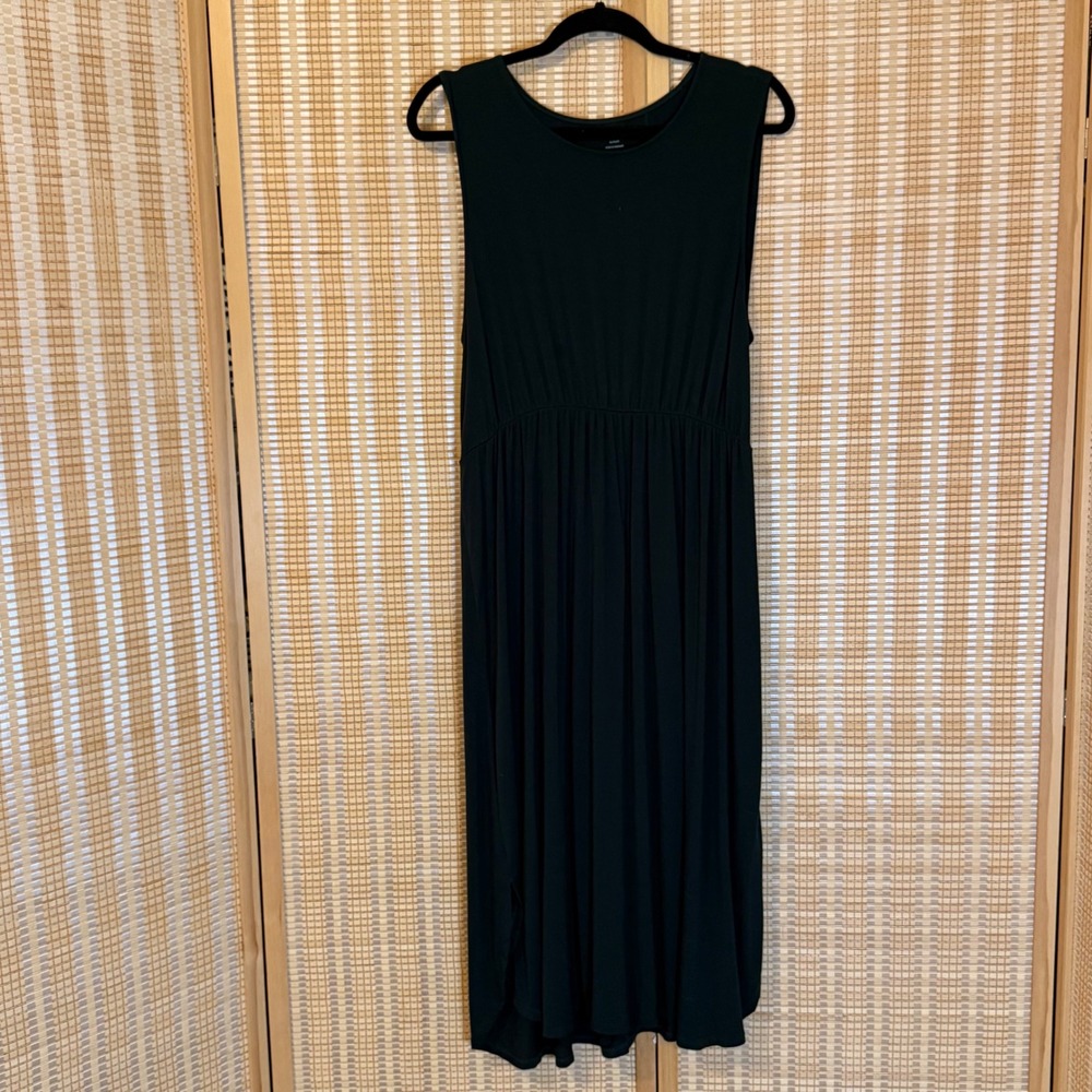 Daily Ritual Womens XL Forest Green Sleeveless Empire Waist Midi Jersey Dress